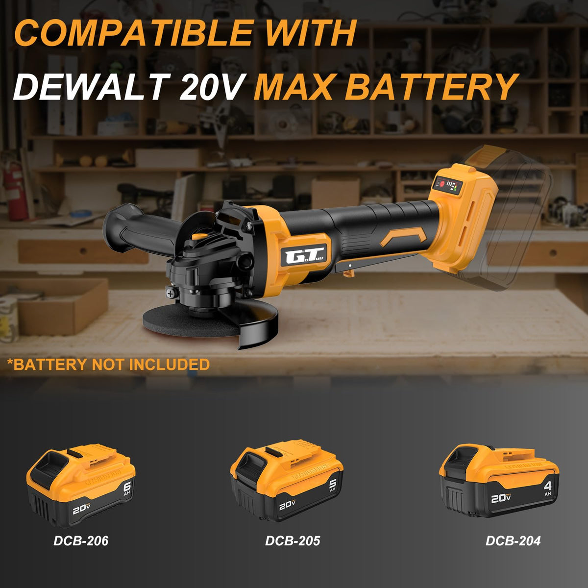 GOTUU Cordless Angle Grinder for DEWALT 20V MAX Battery – 4-1/2in Brushless Cut Off Tool, Safe Paddle Switch, 3-Speed