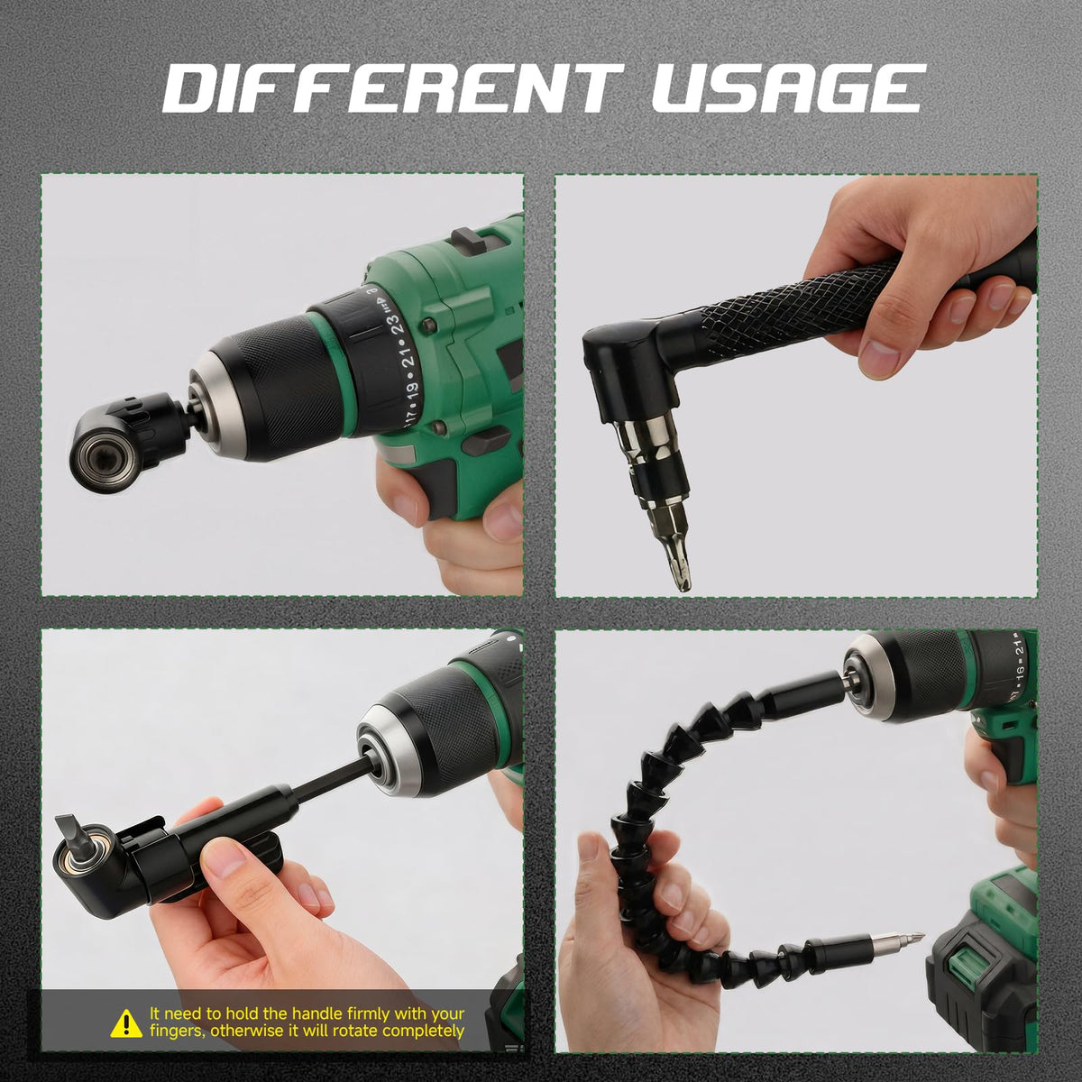 HaimaiLife Right Angle Drill Attachment Kit — 17-Piece Magnetic Bit Set, 90/105° Rotatable Adapters