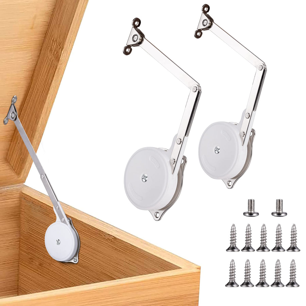 HBL' 2 Pack Soft-Close Lid Hinges for Toy Boxes, Cedar Chests & Benches