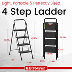 HBTower 4-Step Folding Ladder – Lightweight, Anti-Slip Step Stool for Home