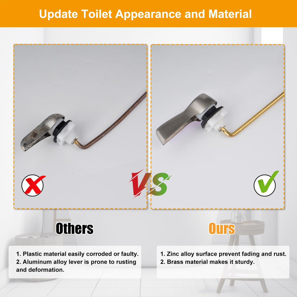 Hibbent Universal Front Mount Toilet Handle Replacement Kit — Brushed Nickel Finish