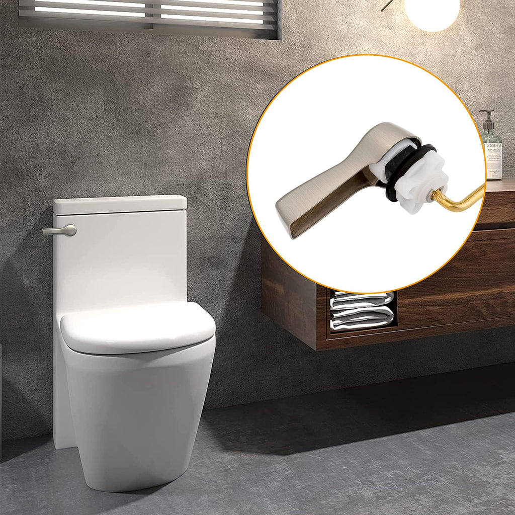 Hibbent Universal Front Mount Toilet Handle Replacement Kit — Brushed Nickel Finish