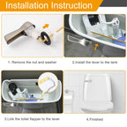 Hibbent Universal Front Mount Toilet Handle Replacement Kit — Brushed Nickel Finish