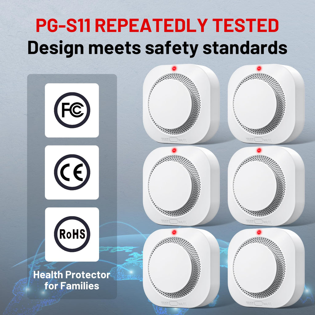 Hilmon 6-Pack Battery-Operated Photoelectric Smoke Alarm with Test Button