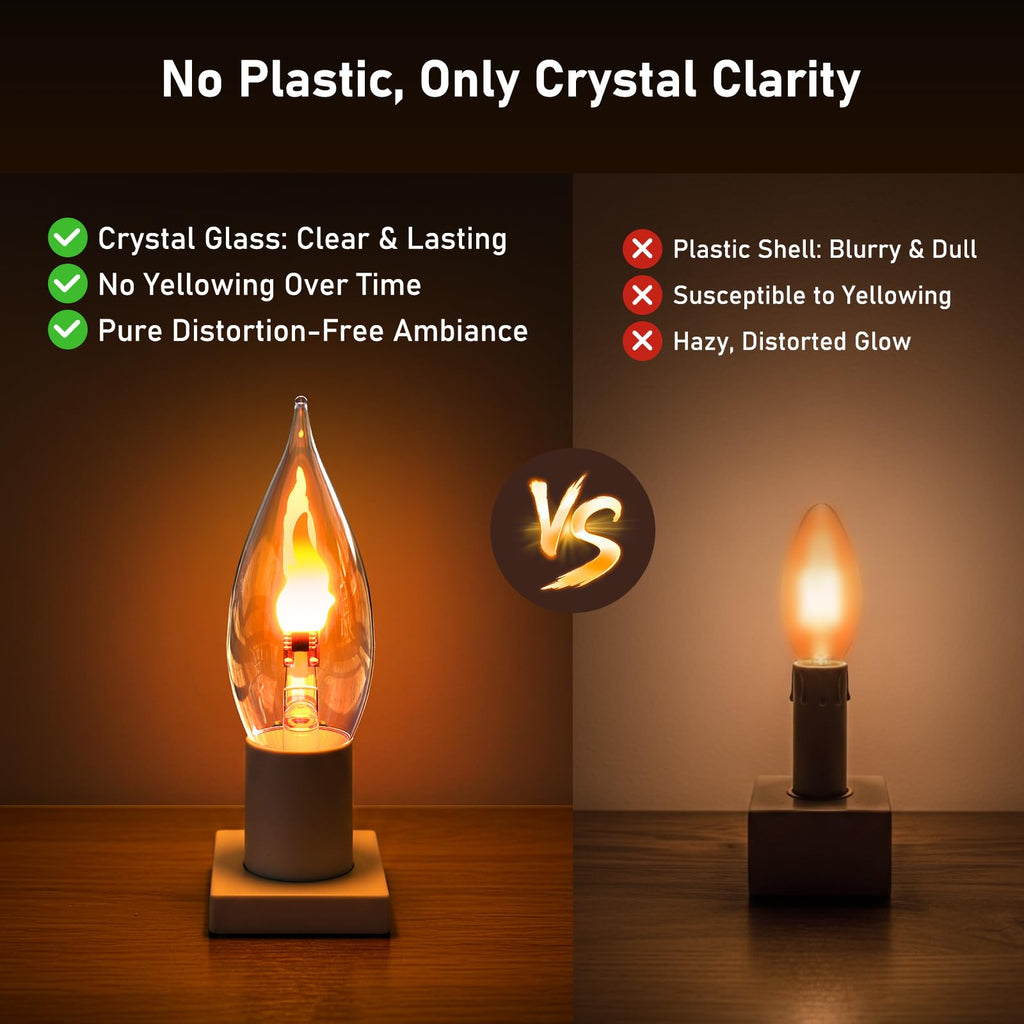 Hompavo Flickering Flame Light Bulbs with Realistic Fire Effect – E26 3W Glass LED, 2 Pack for Indoor Outdoor Decor