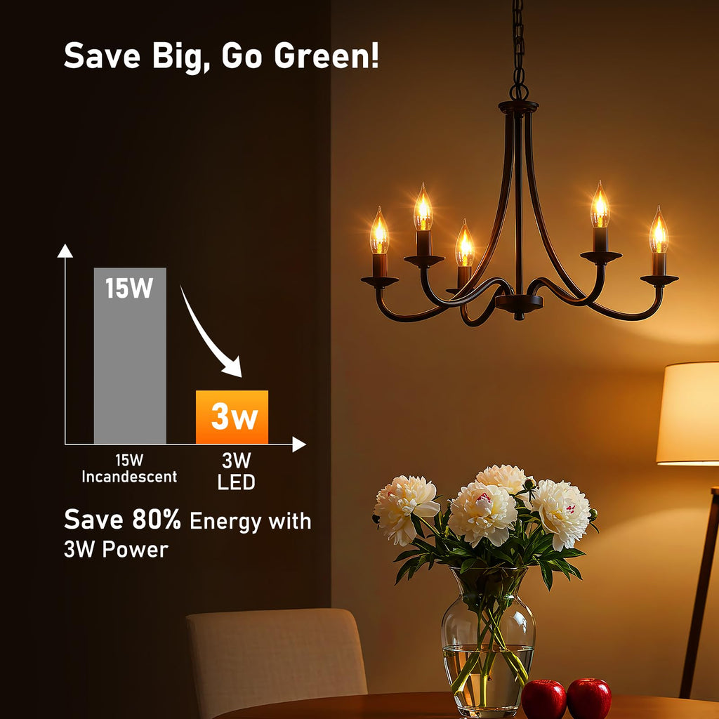 Hompavo Flickering Flame Light Bulbs with Realistic Fire Effect – E26 3W Glass LED, 2 Pack for Indoor Outdoor Decor
