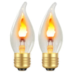 Hompavo Flickering Flame Light Bulbs with Realistic Fire Effect – E26 3W Glass LED, 2 Pack for Indoor Outdoor Decor