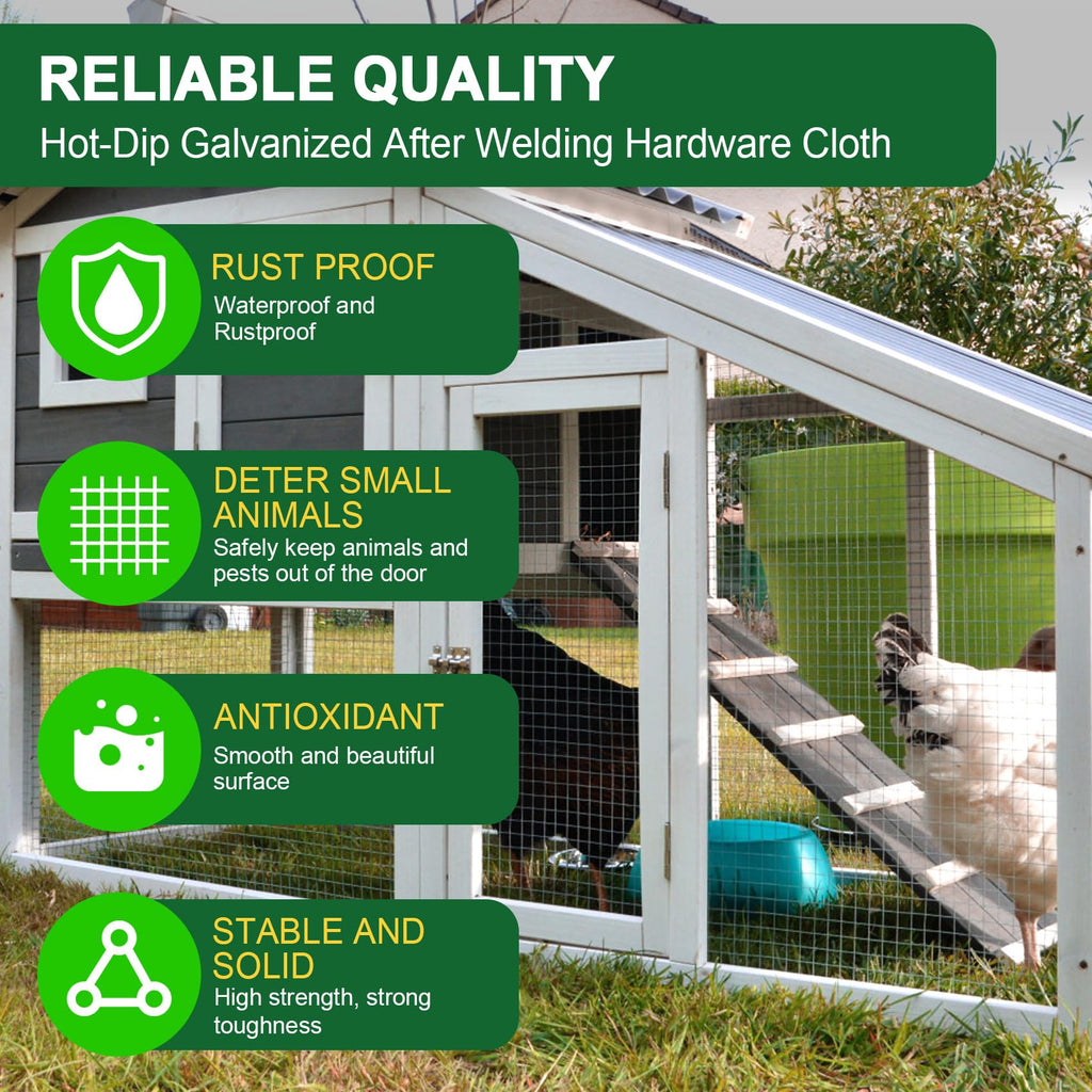 HOPERAN Hardware Cloth 4 ft x 100 ft – 19 Gauge, Galvanized After Welding, 1/2 in Mesh for Garden & Poultry