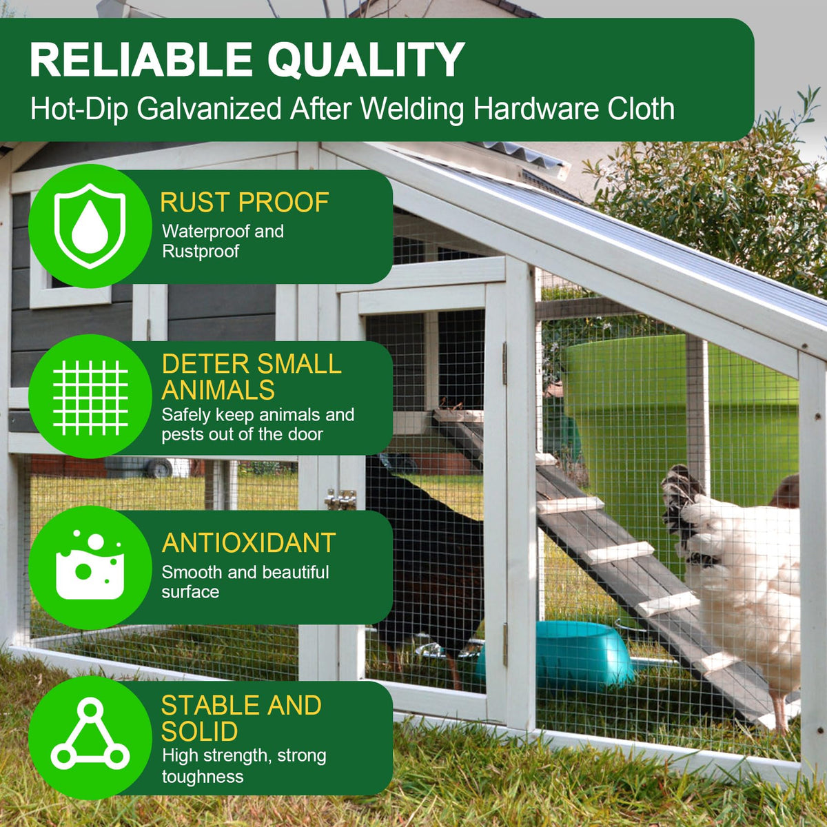 HOPERAN Hardware Cloth 4 ft x 100 ft – 19 Gauge, Galvanized After Welding, 1/2 in Mesh for Garden & Poultry