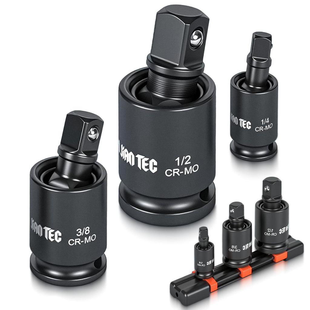 JU JIAN TEC Impact Universal Joint-Socket Swivel Set - 3-Piece (1/4, 3/8, 1/2 in Drive)