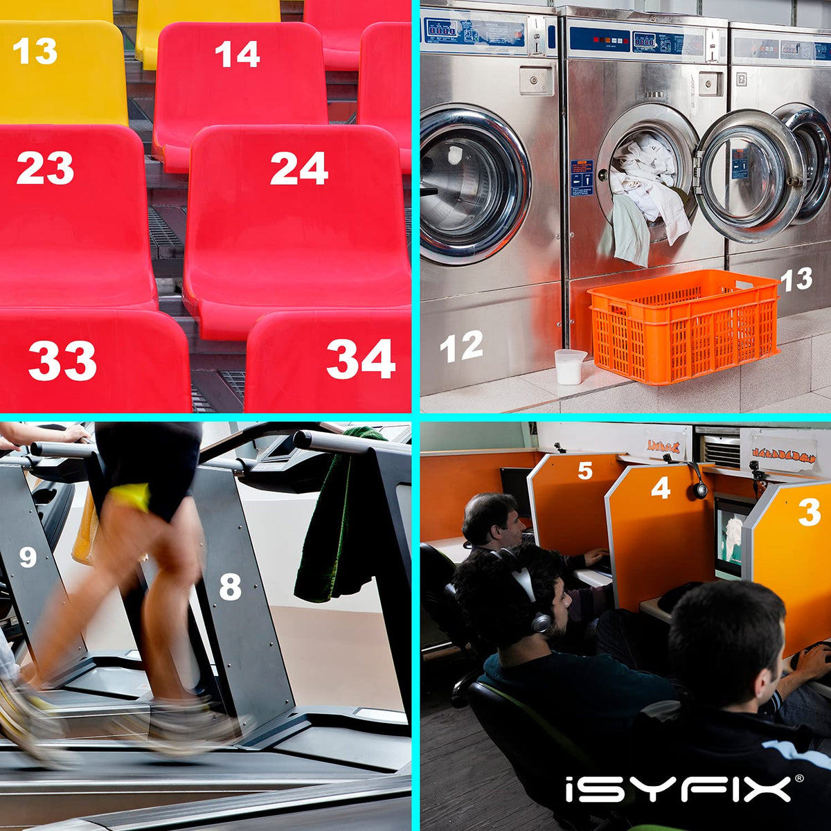 iSYFIX White Vinyl Numbers – 4-Inch Self-Adhesive Pre-Spaced Decals (2 Sets, 0–9)