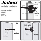 JIAHOO Post Mount Gate Latch – Heavy-Duty Self-Latching Gate Hardware for Wood/Vinyl Fences
