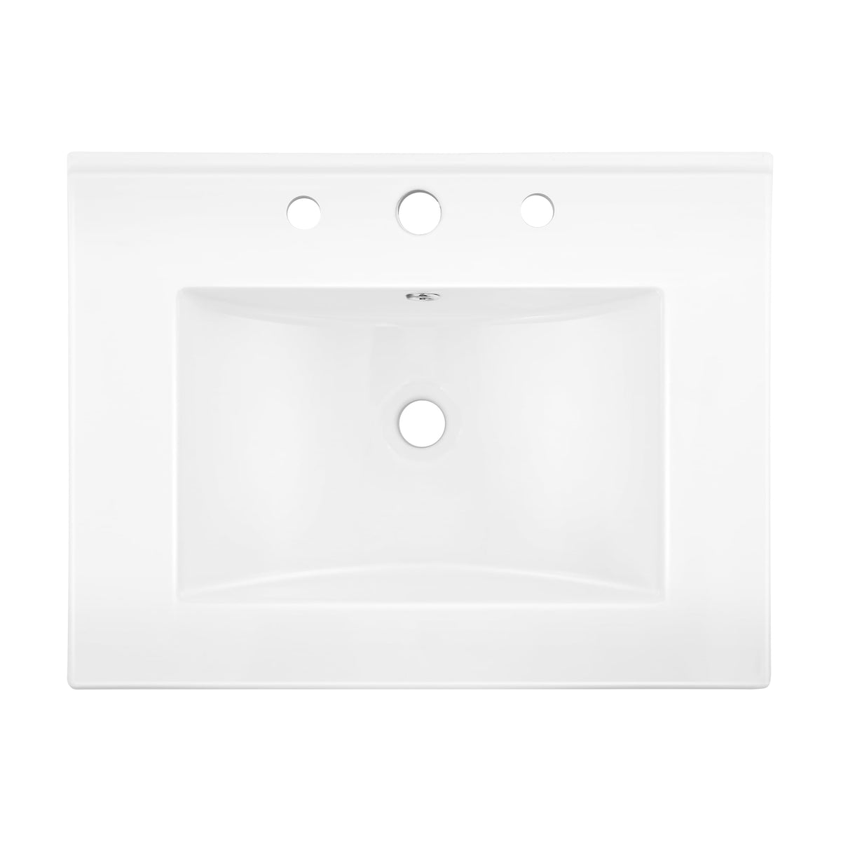 JONATHAN Y SNK1001A – 24"W x 18.25"D Ceramic Sink Vanity Top, White (3-Hole)