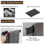 JOPOFI Hand Towel Holder 8" Rectangular Matte Black – SUS304 Stainless Steel Wall Mount