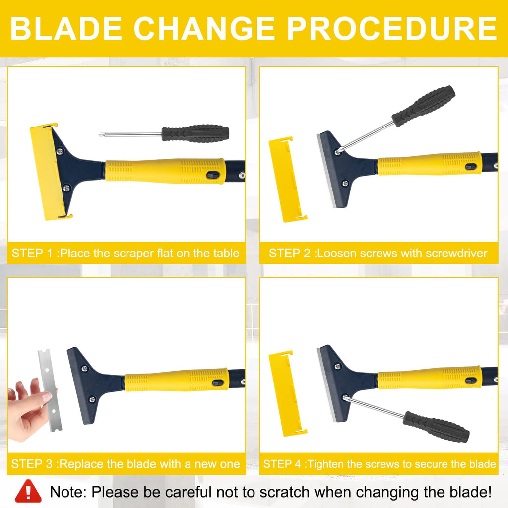 KeFanta Scraper Tool - 4-Inch Wide Blade, 45.7-Inch Long Handle, Heavy-Duty Razor Scraper with 10 Replacement Blades