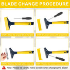 KeFanta Scraper Tool - 4-Inch Wide Blade, 45.7-Inch Long Handle, Heavy-Duty Razor Scraper with 10 Replacement Blades