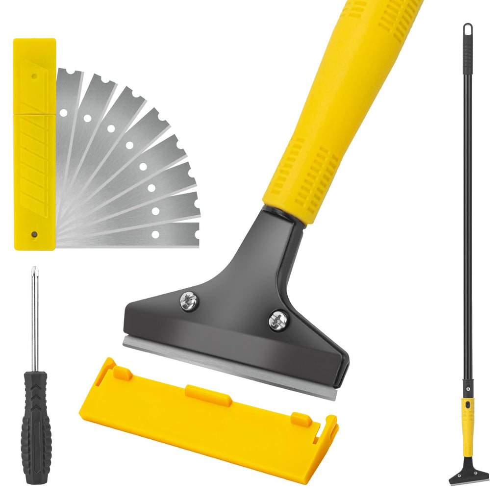 KeFanta Scraper Tool - 4-Inch Wide Blade, 45.7-Inch Long Handle, Heavy-Duty Razor Scraper with 10 Replacement Blades