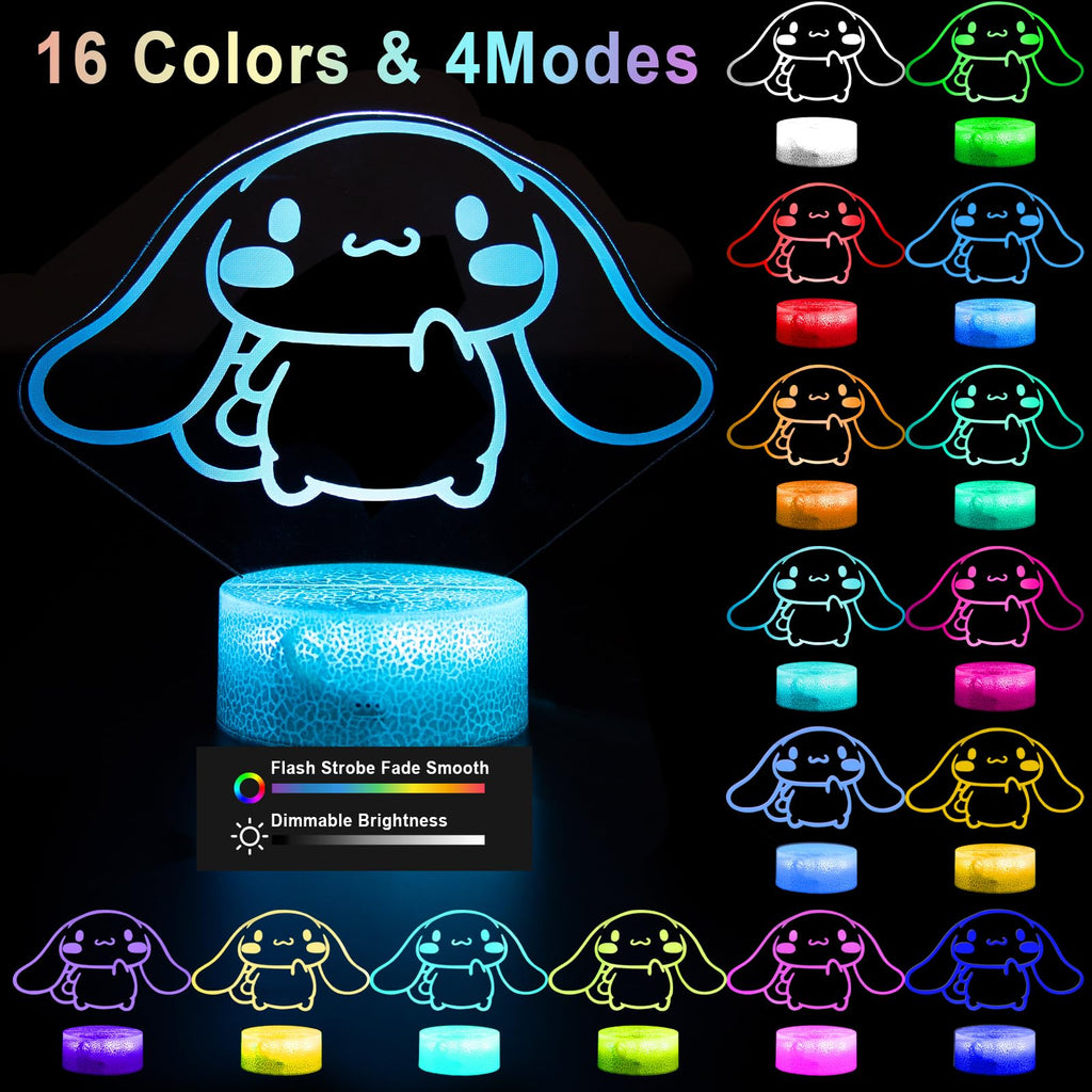 KIEAL 16 Colors Cartoon Night Light — 3D Illusion Lamp with Remote, USB or Battery Power