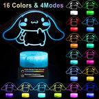 KIEAL 16 Colors Cartoon Night Light — 3D Illusion Lamp with Remote, USB or Battery Power