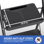 KINGRACK 2 Step Ladder – Folding Handrail Stool, 500 lbs Capacity, Anti-Slip Pedals