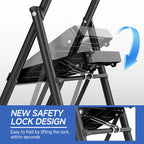 KINGRACK 2 Step Ladder – Folding Handrail Stool, 500 lbs Capacity, Anti-Slip Pedals