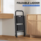 KINGRACK 2 Step Ladder – Folding Handrail Stool, 500 lbs Capacity, Anti-Slip Pedals
