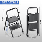 KINGRACK 2 Step Ladder – Folding Handrail Stool, 500 lbs Capacity, Anti-Slip Pedals