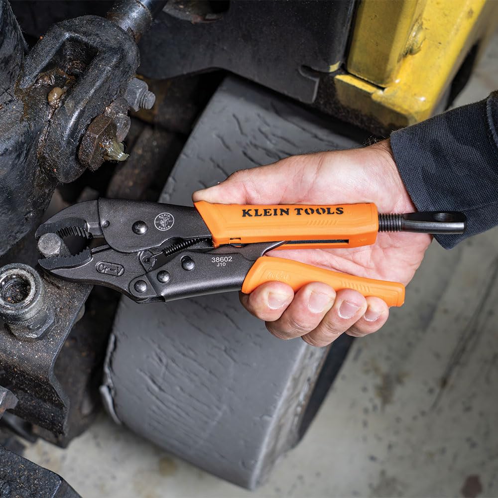 Klein Tools 38660 Locking Pliers Set — 7-Inch & 10-Inch Curved Jaw, Quick Release, High Torque