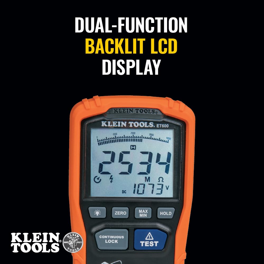 Klein Tools ET600 Multimeter & Megohmmeter — Insulation Test up to 4000 MΩ, 1000 V