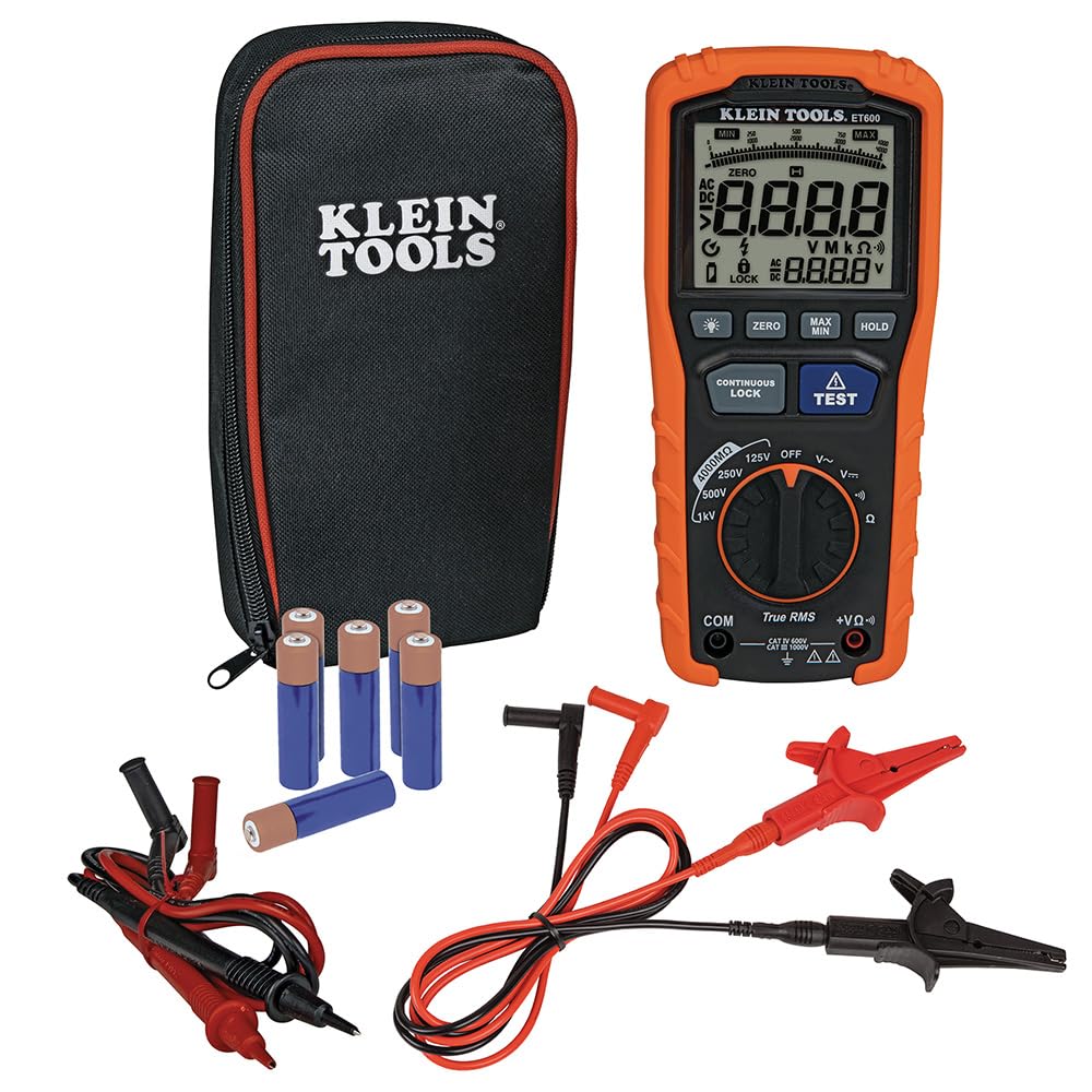 Klein Tools ET600 Multimeter & Megohmmeter — Insulation Test up to 4000 MΩ, 1000 V