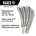 Klein Tools 44219 Replacement Hawkbill Blade for 44218 Cable Skinning Knife — 3-Pack