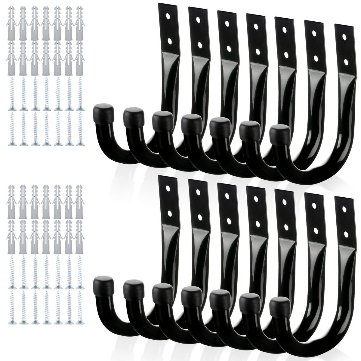 KURUI Large Metal Wall Hooks – 14-Piece Garage & Home Organization Set