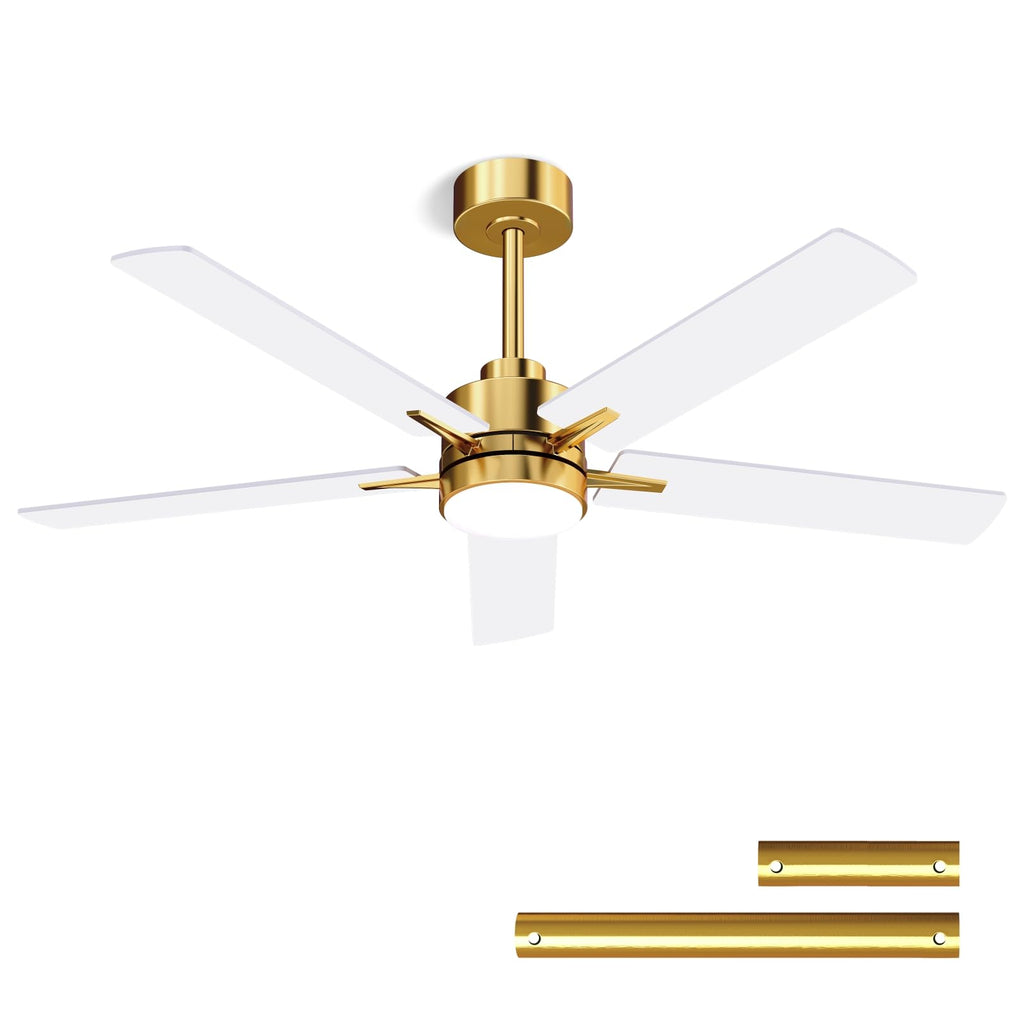 LANMEL 52'' Ceiling Fan with Lights and Remote — 6 Speeds, Gold Finish, Quiet DC Motor