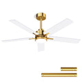 LANMEL 52'' Ceiling Fan with Lights and Remote — 6 Speeds, Gold Finish, Quiet DC Motor