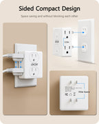 LENCENT 2-to-3 Prong Outlet Adapter – 6-Outlet Wall Tap (1875W Max) for Non-Grounded Outlets