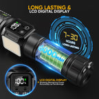 Lesusnicy Rechargeable Flashlight — 100,000 Lumens, Dual Light Source, USB-C LCD Display
