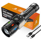 Lesusnicy Rechargeable Flashlight — 100,000 Lumens, Dual Light Source, USB-C LCD Display