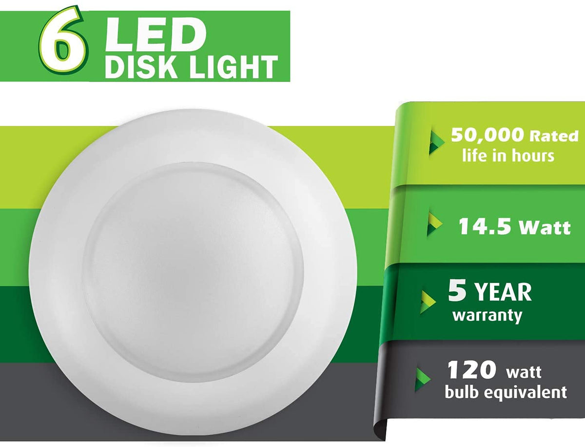 Lunabode LED 7.5-inch Flush Mount Disk Light – Dimmable 16.5W, 1100 Lumens, 4000K, Wet Location