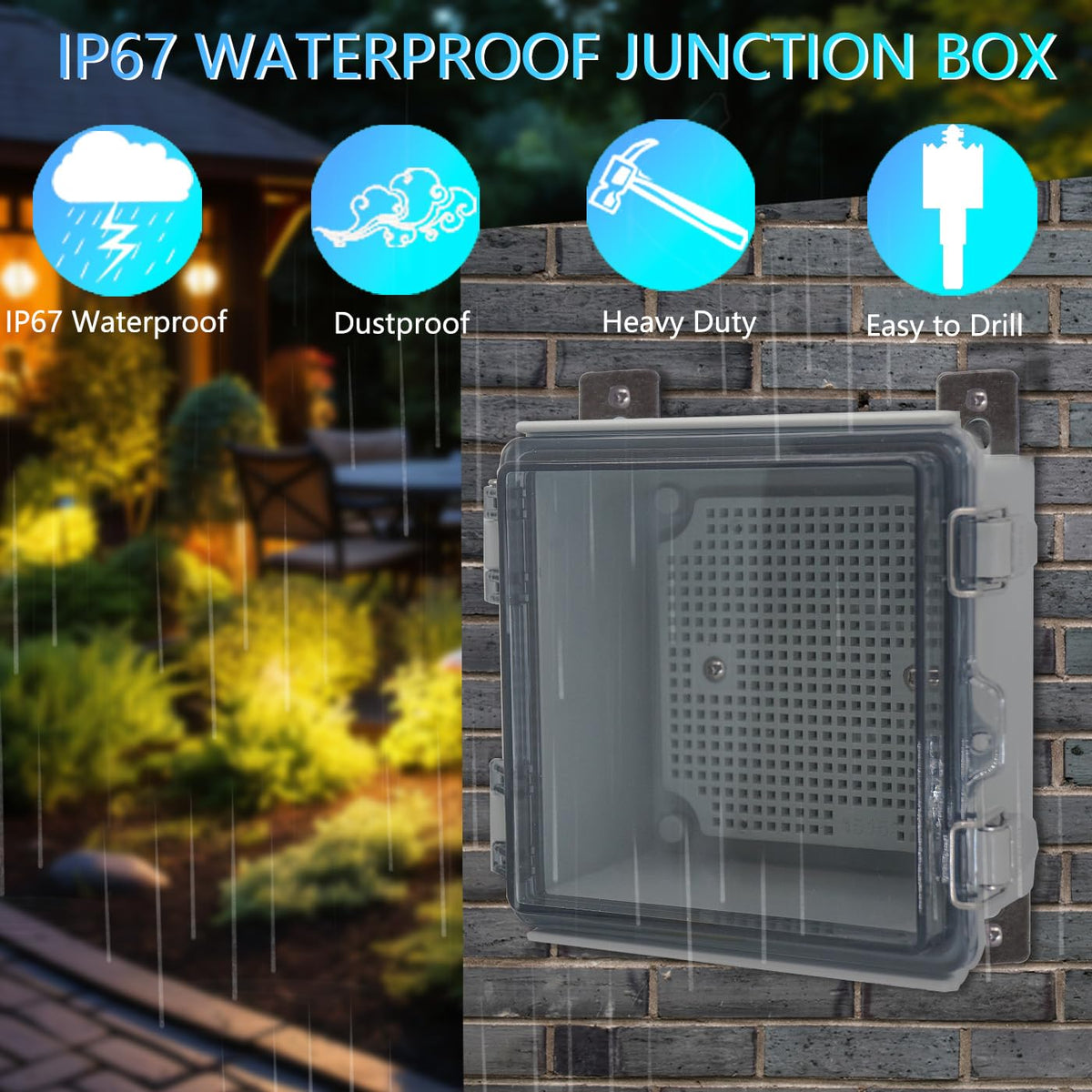 LuSumtly IP67 Waterproof Junction Box – Outdoor ABS Enclosure with Stainless Latch