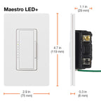 Lutron Maestro LED+ Dimmer Switch 2-Pack | 150W LED/CFL, 600W Incandescent | Single-Pole or Multi-Location – White