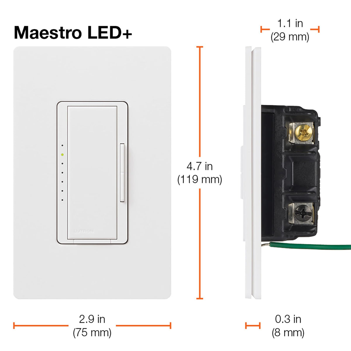 Lutron Maestro LED+ Dimmer Switch 2-Pack | 150W LED/CFL, 600W Incandescent | Single-Pole or Multi-Location – White