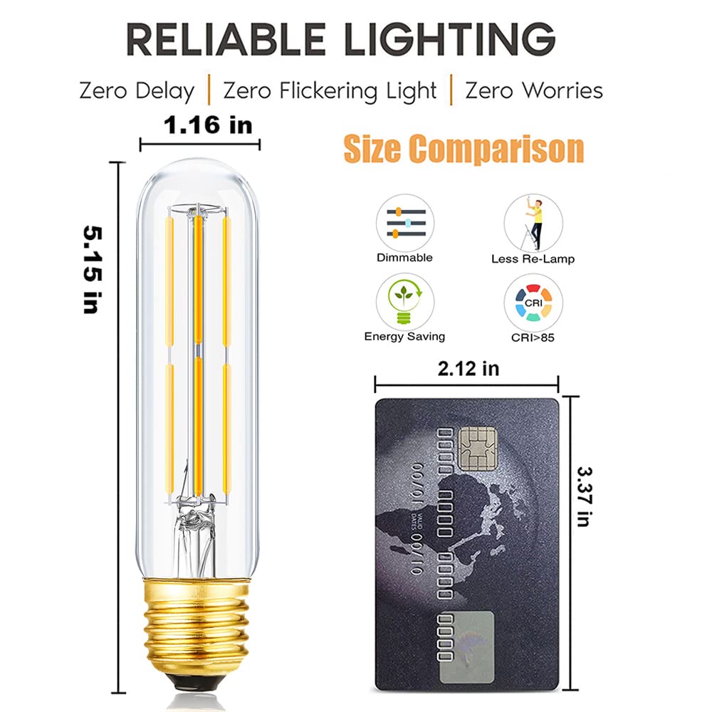 LVYE T10 LED Bulb 6W Dimmable 3000K Soft White, 60W Equivalent, E26, 3-Pack