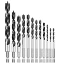 MACXCOIP Brad Point Wood Drill Bit Set - 12Pcs Hex Shank, 1/8 to 1/2 Inch