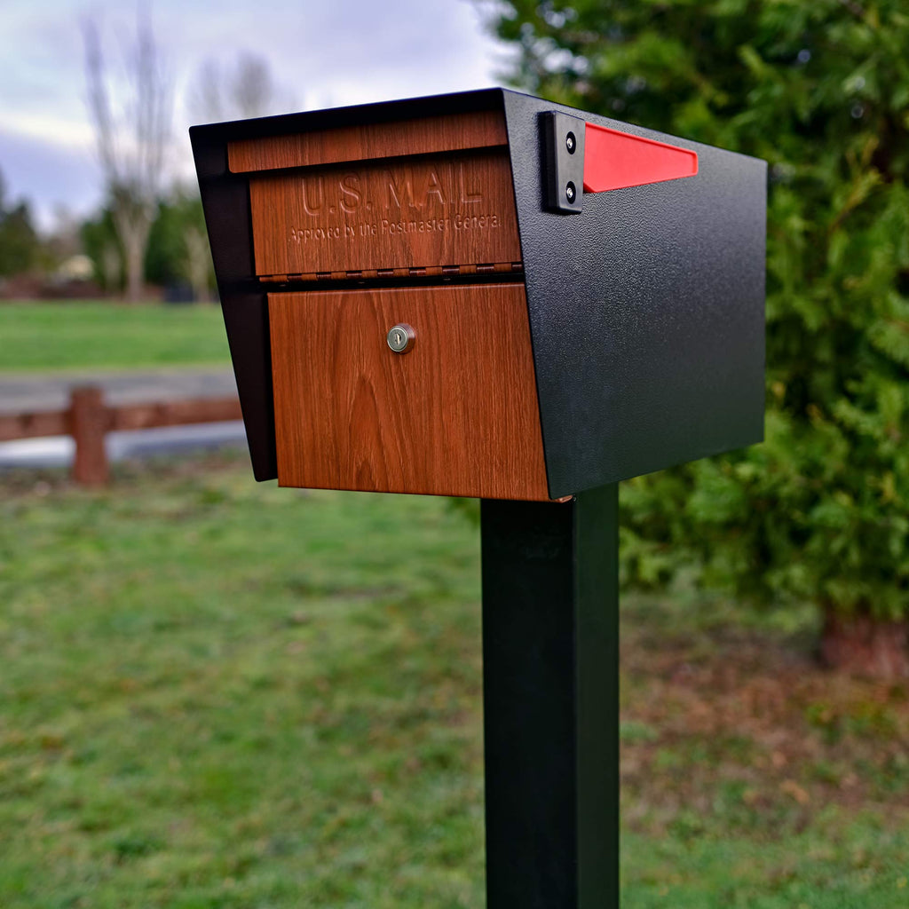 Mail Boss Curbside Wood Grain 7510 Locking Mailbox | USPS-Approved Mail Manager