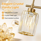 Meybiok Modern Crystal Bathroom Vanity Light - 3-Light Brushed Gold | Over Mirror