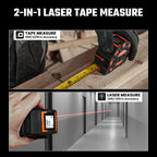 MiLESEEY 2-in-1 Laser Measuring Tape: 16 Ft Tape + 131 Ft Laser, USB-C, Backlit Display, 20-Group Memory