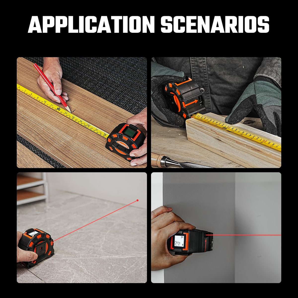 MiLESEEY 2-in-1 Laser Measuring Tape: 16 Ft Tape + 131 Ft Laser, USB-C, Backlit Display, 20-Group Memory