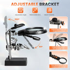 mlogiroa Desktop LED Magnifier Station — 2.5X to 10X with Adjustable Helping Hands