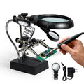 mlogiroa Desktop LED Magnifier Station — 2.5X to 10X with Adjustable Helping Hands