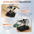 mlogiroa Desktop LED Magnifier Station — 2.5X to 10X with Adjustable Helping Hands